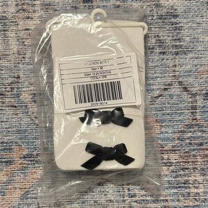 Janie and Jack White Stockings with Black Bow Accents NWT  12-24 Months